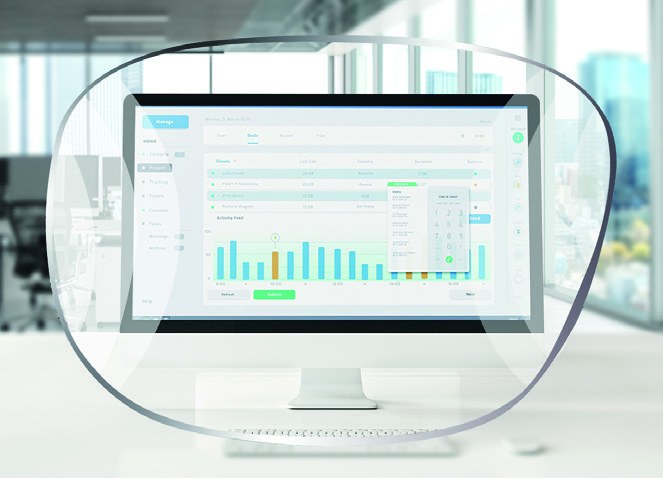 View of a desktop monitor through an aura Work office progressive lens